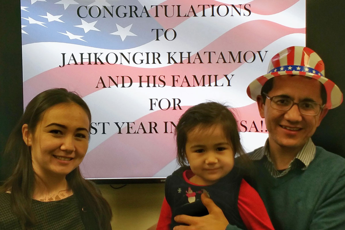 Hall Staff Celebrate Jahongir Khatamov’s First Year in the US